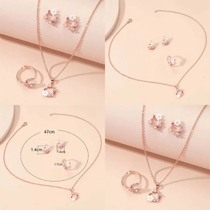 4 Pieces Rose Gold Flower Fashion Accessories