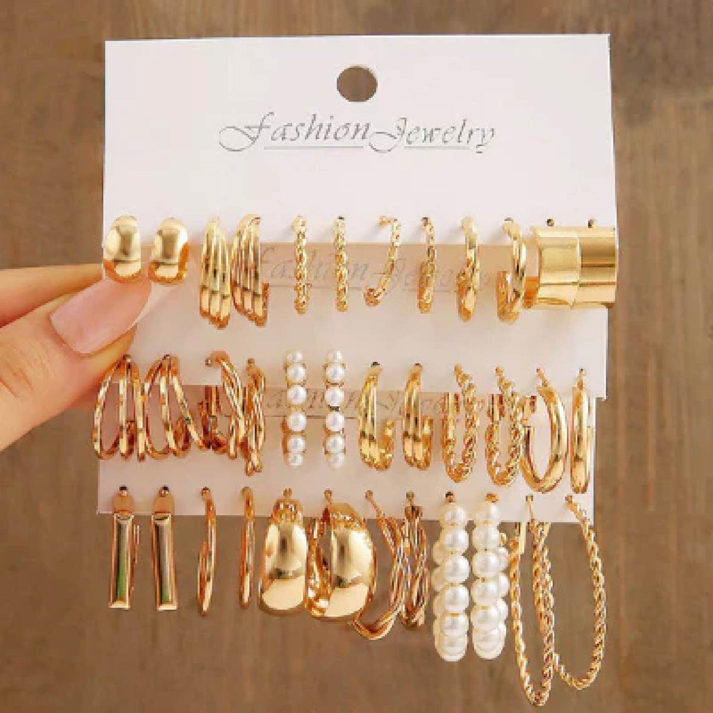 6 Pairs Elegant and Simple Round Geometry Pearl Earrings